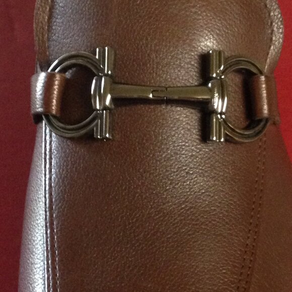 Salvatore Ferragamo Scarlet Gancini Double Bit Loafer Cioccolato Pebble 7EE NWT - Picture 2 of 5